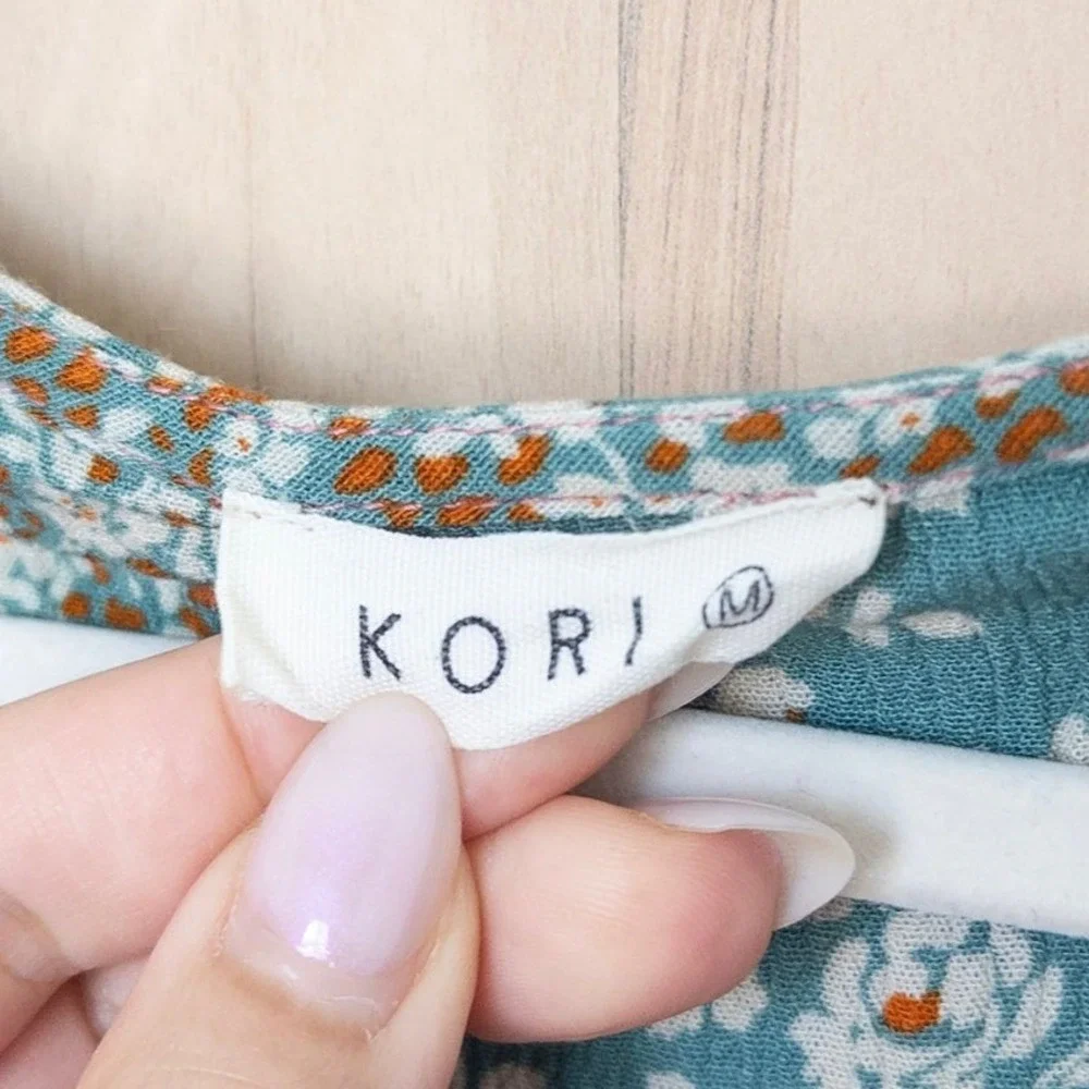 Kori Floral Parchwork Mini Dress Medium Multicolor Tiered Boho Cottage Summer - Picture 7 of 9